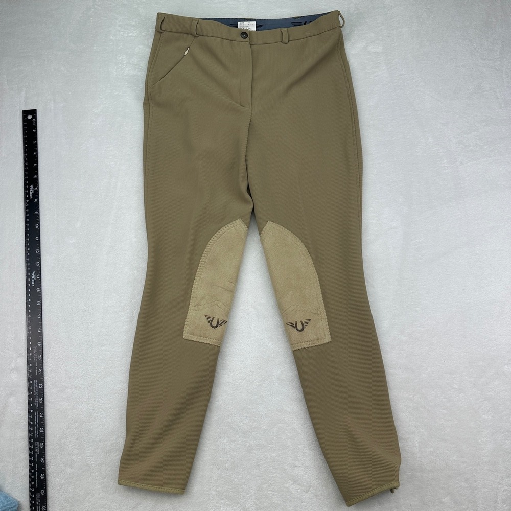 TuffRider Women's Breeches Patrol Size 32x28 Equestrian Knee Patches Tan Pants